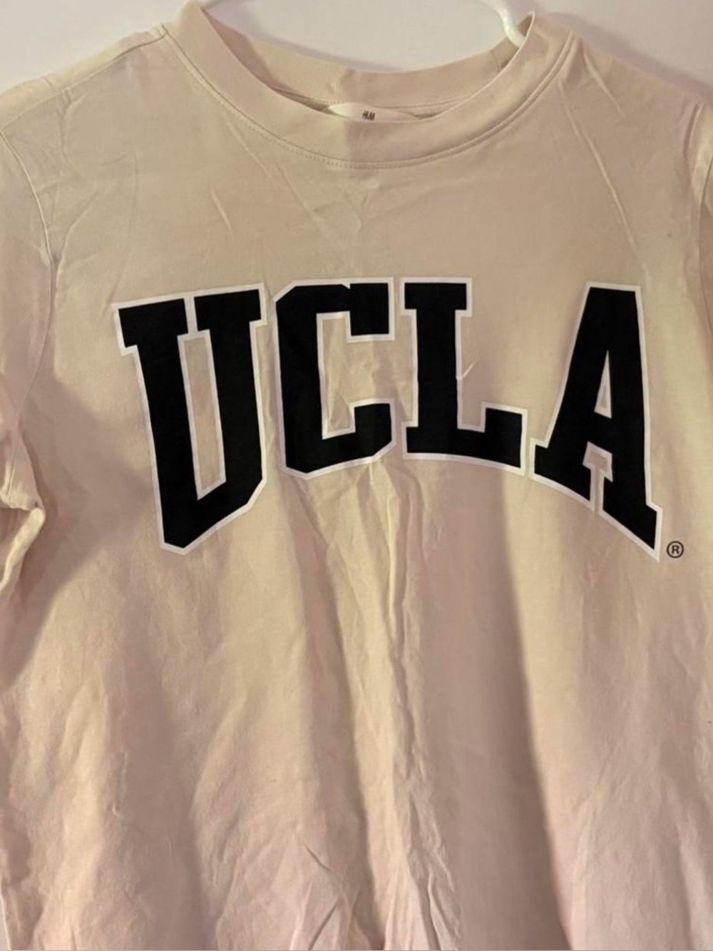 H&M Cream Short Sleeve UCLA Logo Tee with Black Lettering
